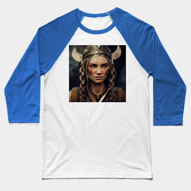 Viking Shield Maiden Baseball T-Shirt by Grassroots Green